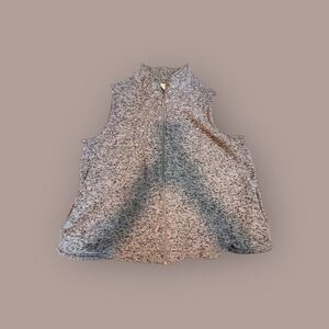 Bedford Fair 2X Knit Vest Womens‎ Gray Marled Full Zip Mock Neck Cozy Core Layer